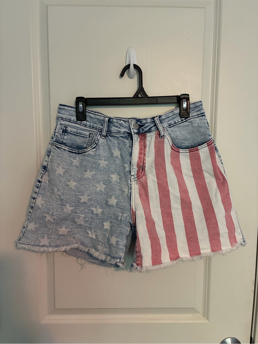 Judy Blue American Flag Patchwork Jean Shorts - Blue & Red with free tank top